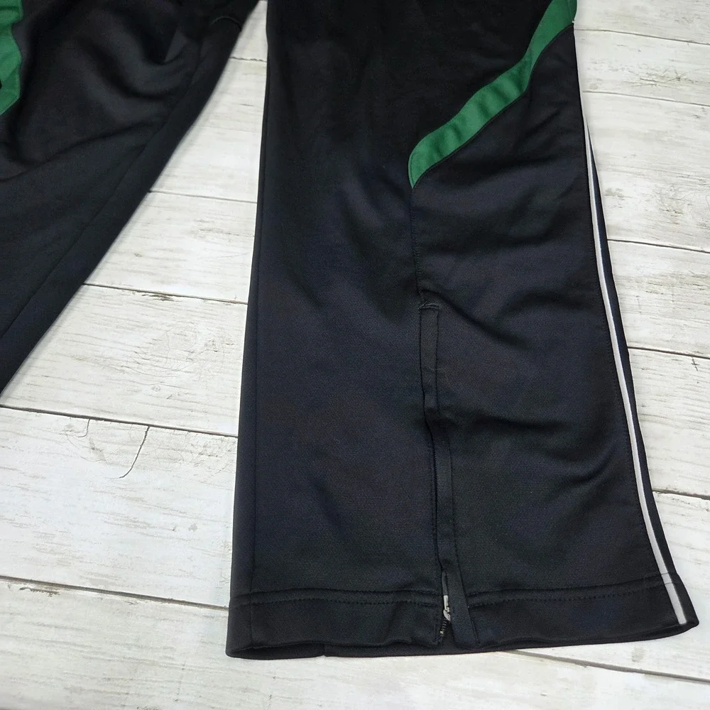 Nike Dri-FIT 642056-010 Track Pants Wide Leg Men M Black Green Bottom Zip